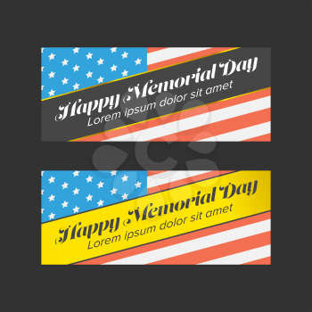Memorial day banner with USA flag background