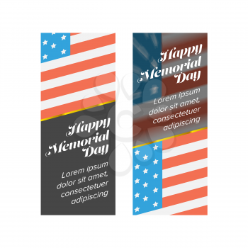 Vertical Memorial day banner with USA flag background