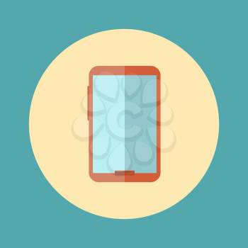 Mobile phone flat design icon on a lite green background