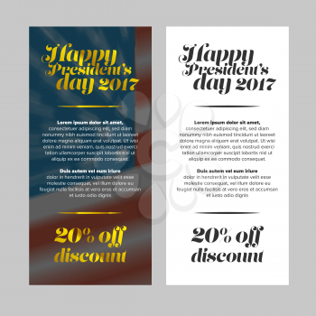 Happy President Day sale banner with USA flag background and on white