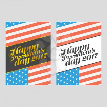 presidents day banner set with usa flag background
