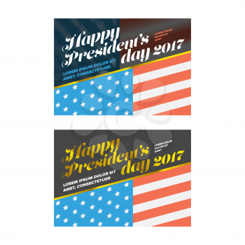 presidents day banner set with usa flag background