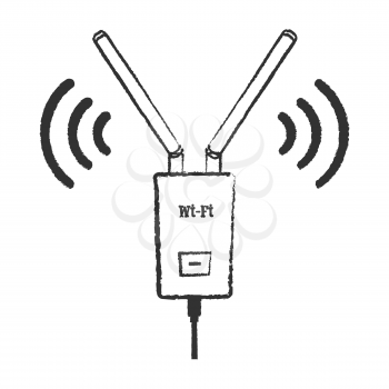 Black Wi-Fi vintage icon on white background