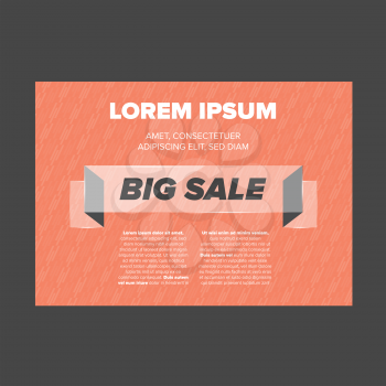 Big Sale banner with glass ribbon and red background
