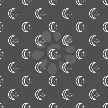 Weather seamless pattern with moon and clouds on a black background