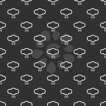 Weather seamless pattern with clouds on a black background