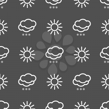 Weather seamless pattern with clouds on a black background