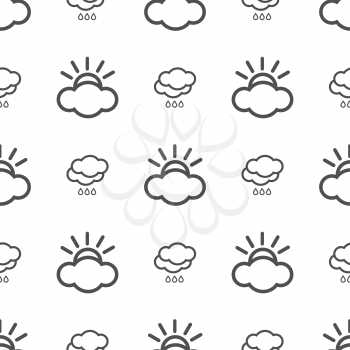 Weather seamless pattern with clouds on a white background