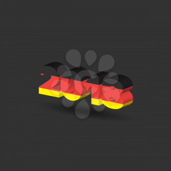 New Year sign with Germany flag texture with shadow on white