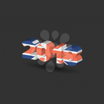 New Year sign with United Kingdom flag texture with shadow on white
