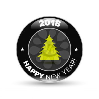 Happy new year 2018 black badge on white background
