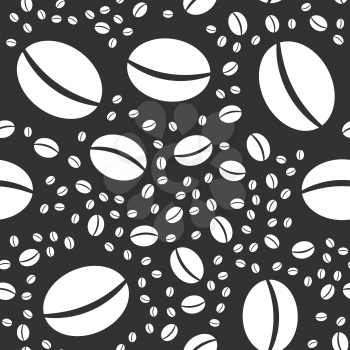 Coffee beans seamless pattern on a black background
