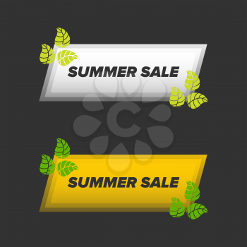 Summer sale banners set on black background