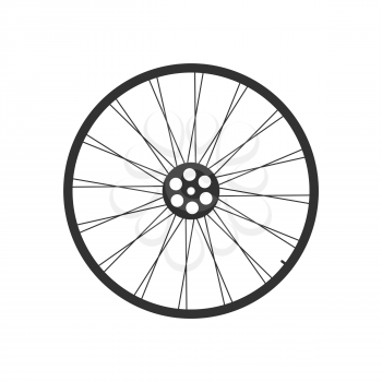 Black bicycle wheel on the white background