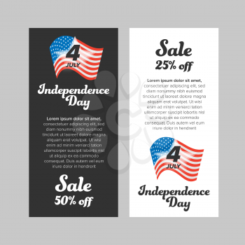 USA Independence Day banner set on black and white baclground