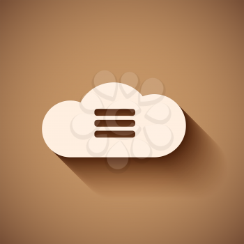 Computer cloud icon with shadow on brown background