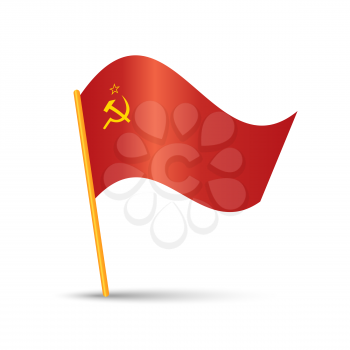Soviet Union Flag with flagpole and shadow on white background