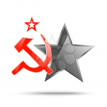 Communism symbolic banner with hammer and sickle