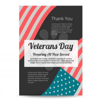 Veterans day banner in vintage style with usa flag