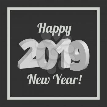 Happy New Year 2019 banner on a black background