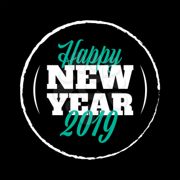 Happy New Year 2019 vector sign on the black background
