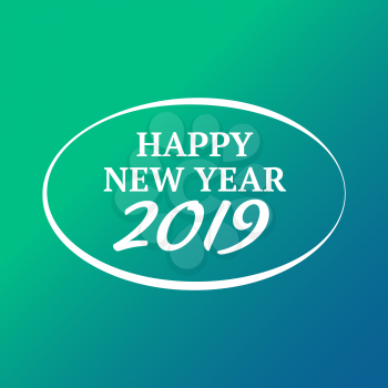 Happy New Year 2019 vector sign on the color gradient background