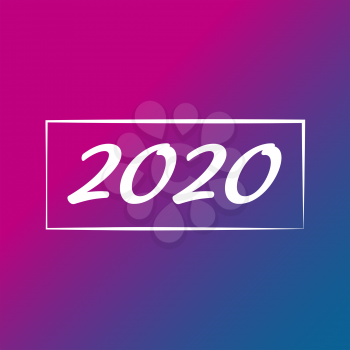 Happy New Year 2020 vector sign on the color gradient background