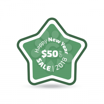 Emerald green Happy New Year Sale badge on white