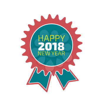 Happy New year badge in award icon on white