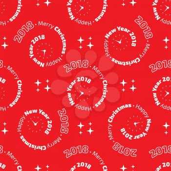 Flat design red colour New Year seamless pattern