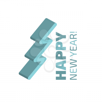 Happy New Year banner with three dimensional Christmas tree