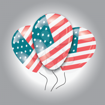Vector Shiny Ballons with USA flag on a gray background