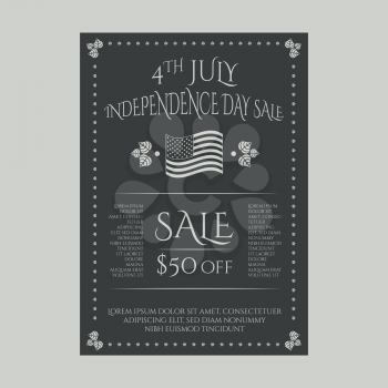American Independence day sale banner in vintage floral theme