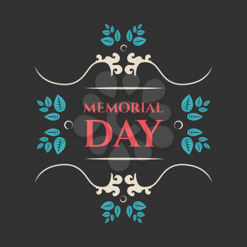 Memorial day vintage style vector banner, floral theme