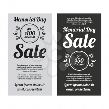 Memorial Day sale banners set on a gray and black backgrounds