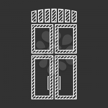 Outlined vector doors on a black background