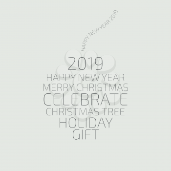 New Year 2019 black sign on the white background