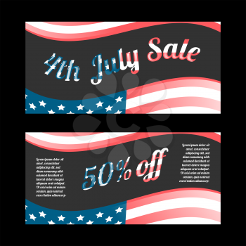 Independence day gift voucher in vintage style with usa flag