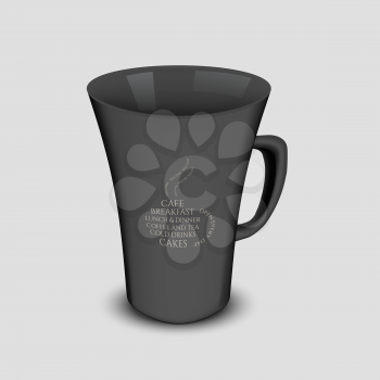 Black Vector cup mockup with handle and typography logo