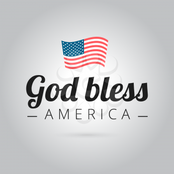 God Bless America sign with the flag on a gray background