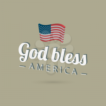 God Bless America sign with the flag in a vintage style