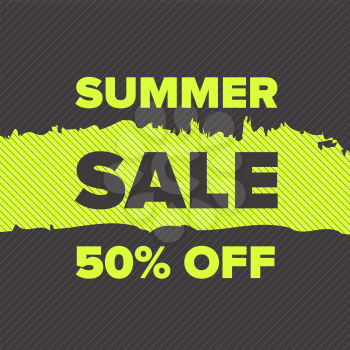 Green Summer sale banner on a black background