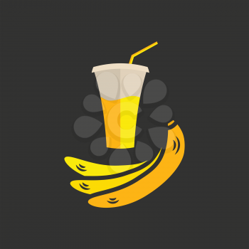 Banana juice banner or menu on black background