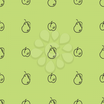 Fruits seamless pattern on a green background