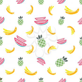 Color Fruits seamless pattern on white background