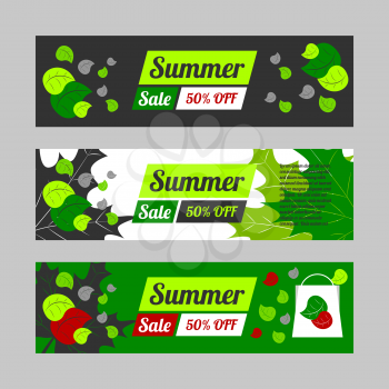 Summer sale banner set with black and white backgrounds