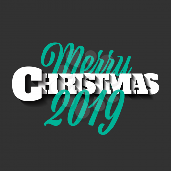 Merry Christmas 2019 vector sign on the black background