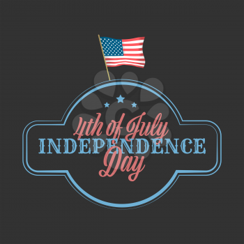 Vintage style Independence day vector banner with American flag