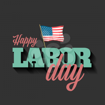 Vintage style Labor day vector banner with American flag