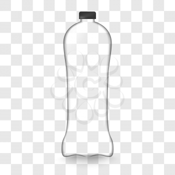 Large transparent plastic bottle. Vector illustration mockup